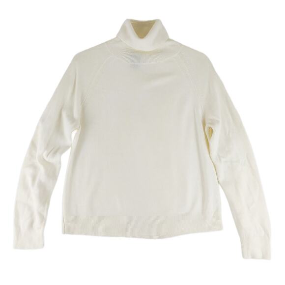 Mountain Lake Women's L Acrylic Knit Ivory Cream Turtleneck Sweater, Long Sleeve - Picture 1 of 6
